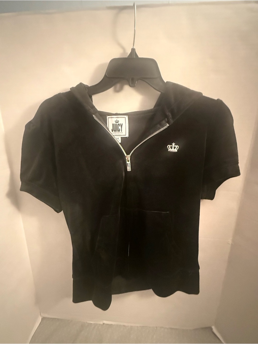 Juicy Couture Black Velour Short-Sleeve Hoodie